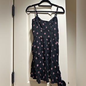 Express Size Small Sweetheart Neckline Spaghetti Strap Patterned Cotton Dress